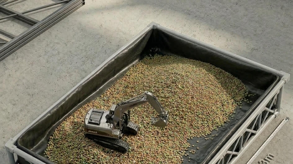 RC excavator in digging area Hired site pit